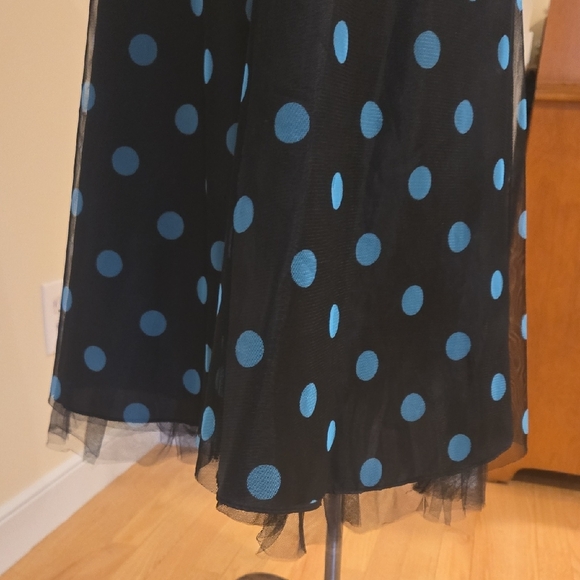 Onyx Nite Black and Blue Polka Dot Dress - Picture 5 of 7